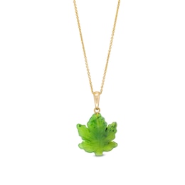 Jade Maple Leaf Pendant in 14K Gold