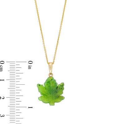 Jade Maple Leaf Pendant in 14K Gold