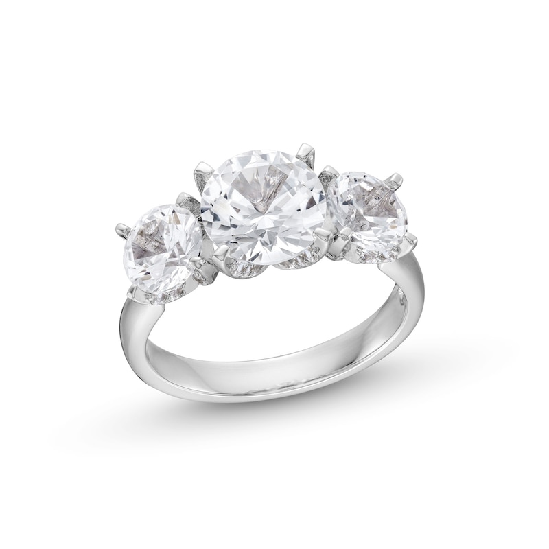White Lab-Created Sapphire Three Stone Ring in Sterling Silver|Peoples Jewellers