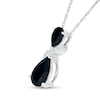 Thumbnail Image 2 of Pear-Shaped Black Onyx and White Lab-Created Sapphire Double Teardrop Pendant in Sterling Silver