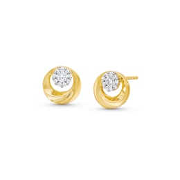 0.30 CT. T.W. Multi-Diamond Swirl Circle Stud Earrings in 10K Gold