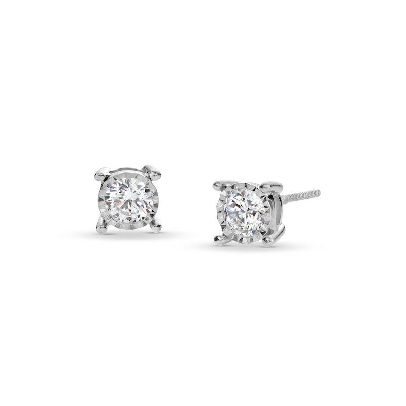 CT. T.W. Certified Lab-Created Diamond Miracle Frame Stud Earrings in 10K White Gold (F/SI2)|Peoples Jewellers