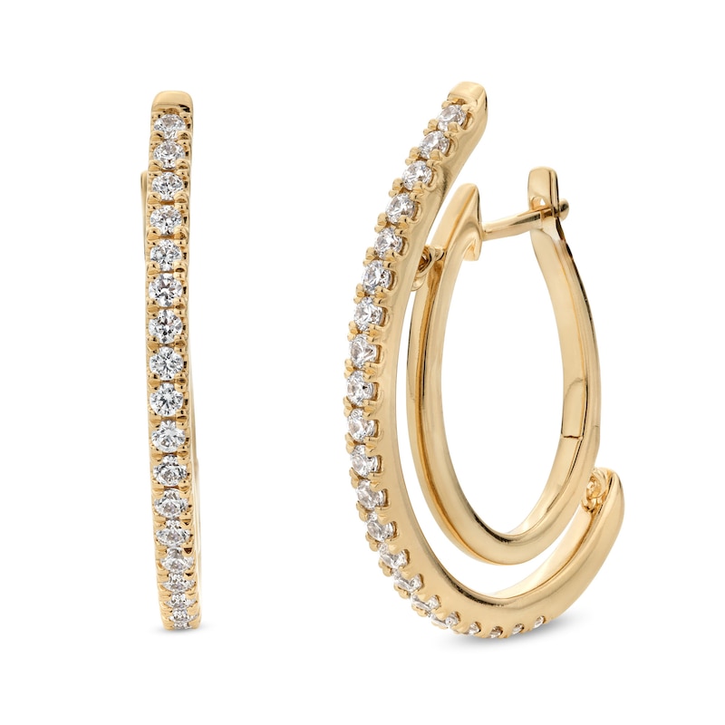 Unstoppable Love™ 1.00 CT. T.W. Certified Lab-Created Diamond Hoop Earrings in 10K Gold (F/SI2)|Peoples Jewellers