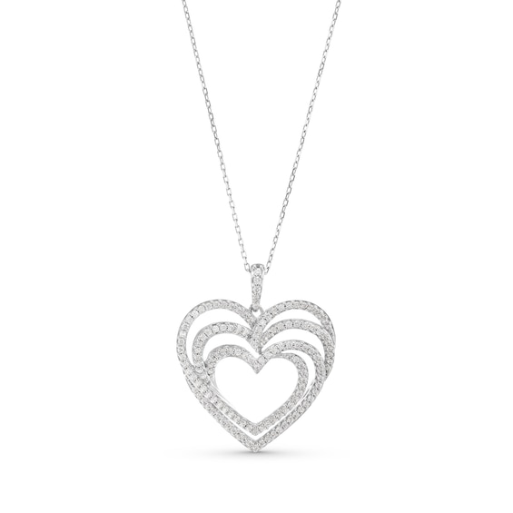 0.50 CT. T.W. Diamond Triple Heart Swirl Pendant in Sterling Silver