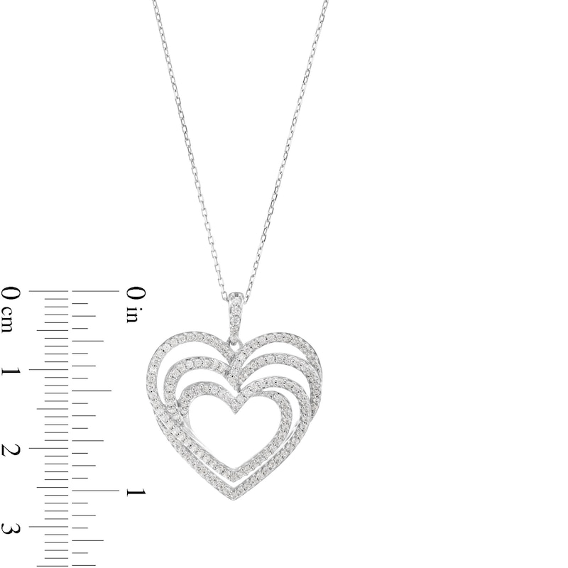 0.50 CT. T.W. Diamond Triple Heart Swirl Pendant in Sterling Silver|Peoples Jewellers