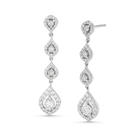 0.70 CT. T.W. Diamond Linear Teardrop Earrings in 10K White Gold