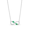 Thumbnail Image 0 of Pear-Shaped Lab-Created Emerald and White Lab-Created Sapphire Infinity Necklace in Sterling Silver
