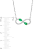 Thumbnail Image 3 of Pear-Shaped Lab-Created Emerald and White Lab-Created Sapphire Infinity Necklace in Sterling Silver