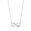 Thumbnail Image 1 of Pear-Shaped Aquamarine and White Lab-Created Sapphire Infinity Necklace in Sterling Silver