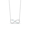 Pear-Shaped Lab-Created Opal and White Lab-Created Sapphire Infinity Necklace in Sterling Silver