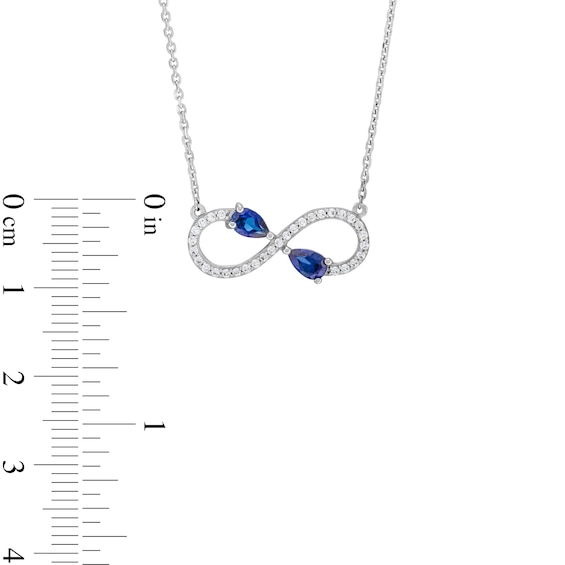 Pear-Shaped Blue and White Lab-Created Sapphire Infinity Necklace in Sterling Silver