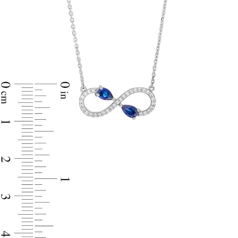 Pear-Shaped Blue and White Lab-Created Sapphire Infinity Necklace in Sterling Silver