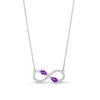 Thumbnail Image 0 of Pear-Shaped Amethyst and White Lab-Created Sapphire Infinity Necklace in Sterling Silver