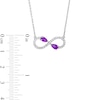 Thumbnail Image 2 of Pear-Shaped Amethyst and White Lab-Created Sapphire Infinity Necklace in Sterling Silver