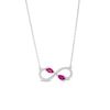 Thumbnail Image 0 of Pear-Shaped Lab-Created Ruby and White Lab-Created Sapphire Infinity Necklace in Sterling Silver