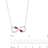 Thumbnail Image 3 of Pear-Shaped Lab-Created Ruby and White Lab-Created Sapphire Infinity Necklace in Sterling Silver