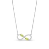 Thumbnail Image 1 of Pear-Shaped Peridot and White Lab-Created Sapphire Infinity Necklace in Sterling Silver