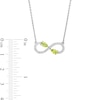 Thumbnail Image 3 of Pear-Shaped Peridot and White Lab-Created Sapphire Infinity Necklace in Sterling Silver