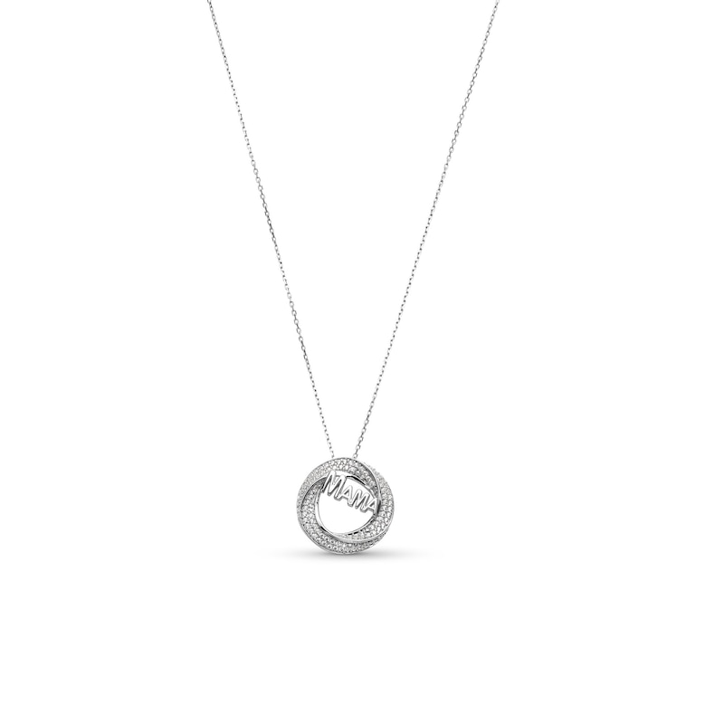 0.30 CT. T.W. Diamond "MAMA" Swirl Frame Pendant in Sterling Silver|Peoples Jewellers