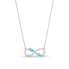 Thumbnail Image 0 of Pear-Shaped Swiss Blue Topaz and White Lab-Created Sapphire Infinity Necklace in Sterling Silver