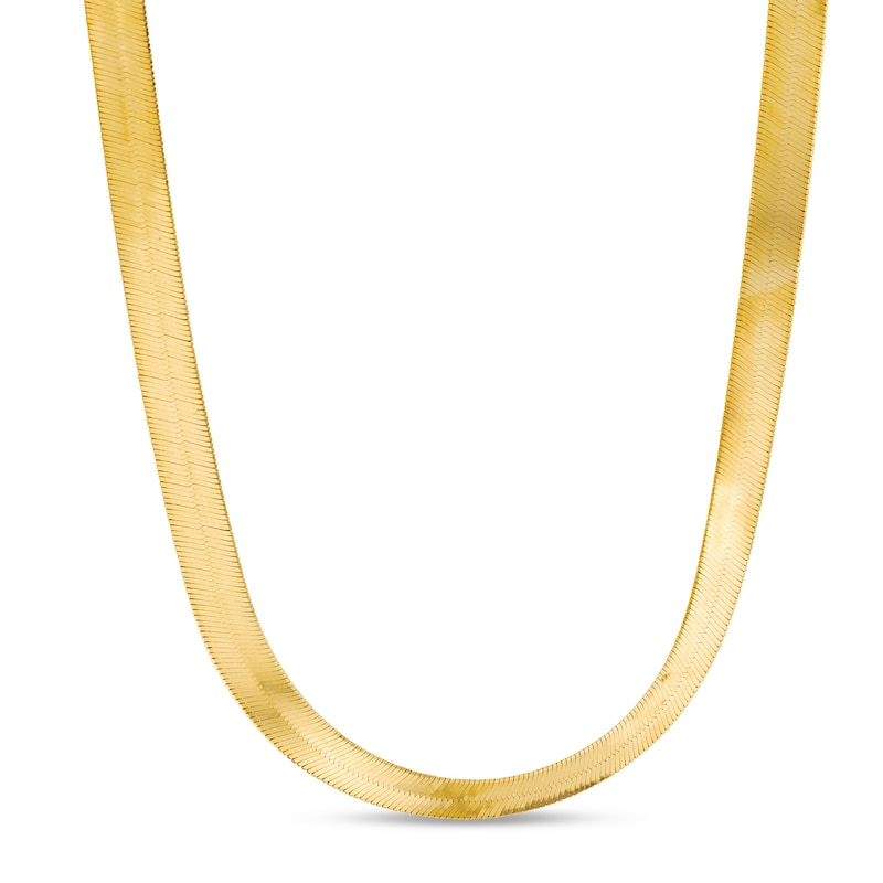 6.8mm Herringbone Chain Necklace in Solid 10K Gold - 20"