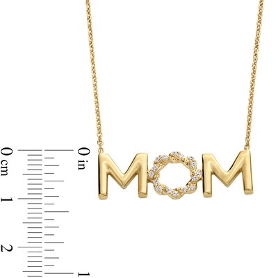 Circle of Gratitude® Collection 0.20 CT. T.W. Diamond Twist "MOM" Necklace and Drop Earrings Set in Sterling Silver with 10K Gold Plate - 19"