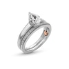 Thumbnail Image 3 of Perfect Fit 1.00 CT. T.W. Pear-Shaped Certified Lab-Created Diamond Vintage-Style Bridal Set in 14K White Gold (F/SI2)