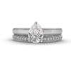 Perfect Fit 1.00 CT. T.W. Pear-Shaped Certified Lab-Created Diamond Vintage-Style Bridal Set in 14K White Gold (F/SI2)