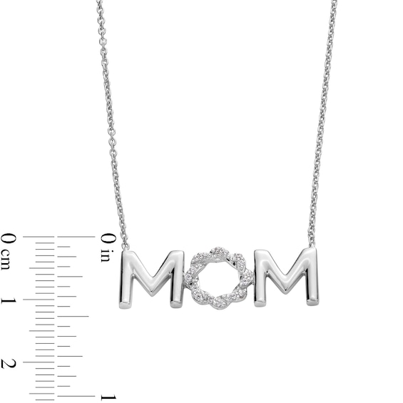 Circle of Gratitude® Collection 0.20 CT. T.W. Diamond Twist "MOM" Necklace and Drop Earrings Set in Sterling Silver