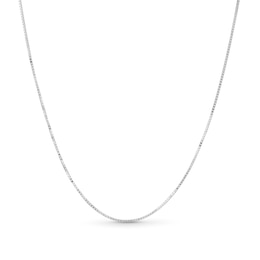 0.7mm Diamond-Cut Box Chain Necklace in Solid 18K White Gold - 18”