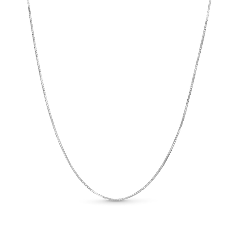 0.7mm Diamond-Cut Box Chain Necklace in Solid 18K White Gold - 20”