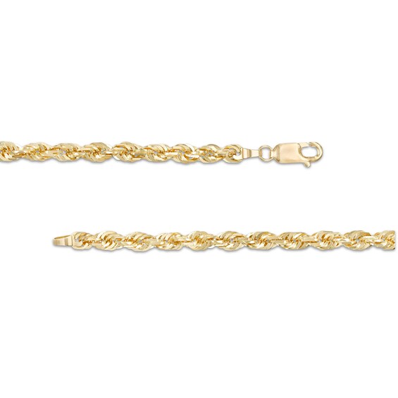 5.5mm Glitter Rope Chain Necklace in Hollow 10K Gold - 24"