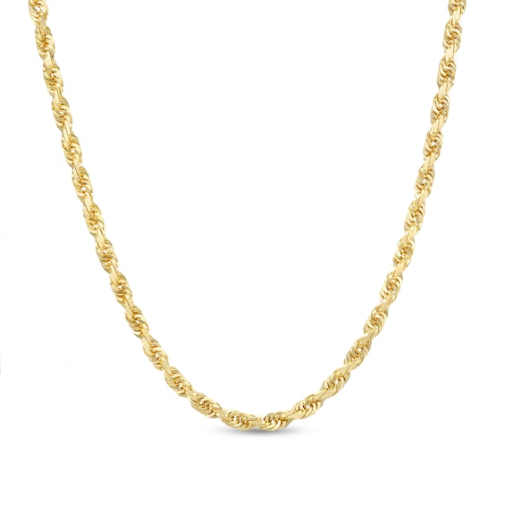 3.85mm Glitter Rope Chain Necklace in Hollow 10K Gold - 22"