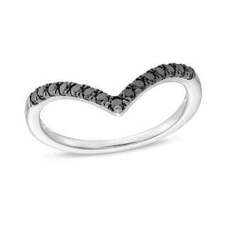 0.25 CT. T.W. Black Diamond Chevron Contour Anniversary Band in 14K White Gold