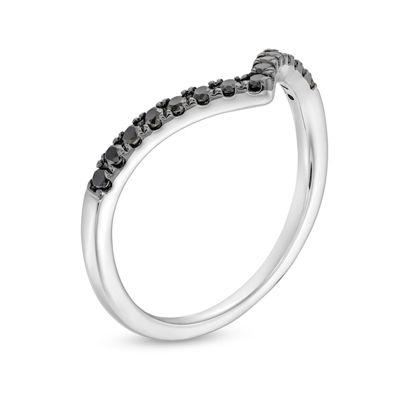 0.25 CT. T.W. Black Diamond Chevron Contour Anniversary Band in 14K White Gold