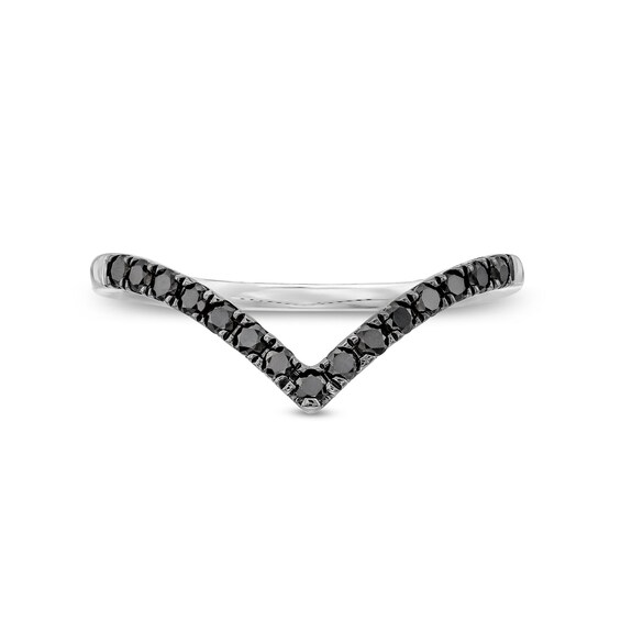 0.25 CT. T.W. Black Diamond Chevron Contour Anniversary Band in 14K White Gold