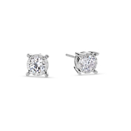 1.00 CT. T.W. Certified Lab-Created Diamond Miracle Frame Stud Earrings in 10K White Gold (F/SI2)