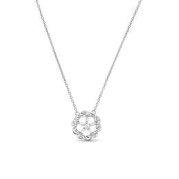 Circle of Gratitude® 0.20 CT. T.W. Baguette and Round Diamond Twist Necklace in 10K White Gold - 19&quot;