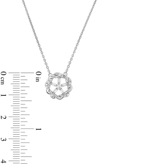 Circle of Gratitude® 0.20 CT. T.W. Baguette and Round Diamond Twist Necklace in 10K White Gold - 19"