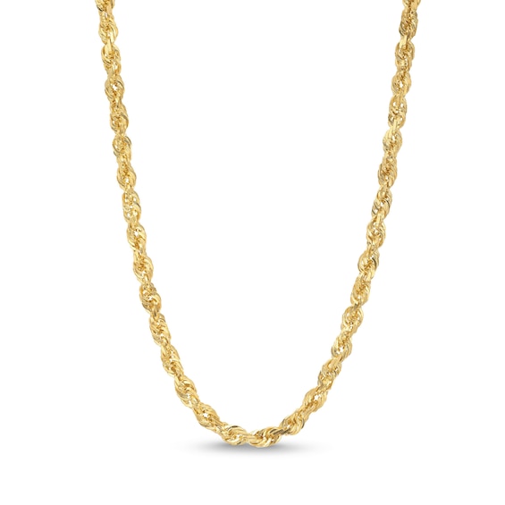 4.4mm Glitter Rope Chain Necklace in Hollow 10K Gold - 24"