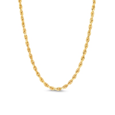 3.0mm Glitter Rope Chain Necklace in Hollow 10K Gold - 22"