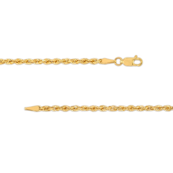 3.0mm Glitter Rope Chain Necklace in Hollow 10K Gold - 22"