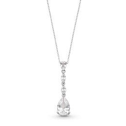 Pear-Shaped and Marquise White Lab-Created Sapphire Drop Pendant in Sterling Silver