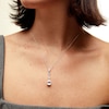 Thumbnail Image 1 of Pear-Shaped and Marquise White Lab-Created Sapphire Drop Pendant in Sterling Silver