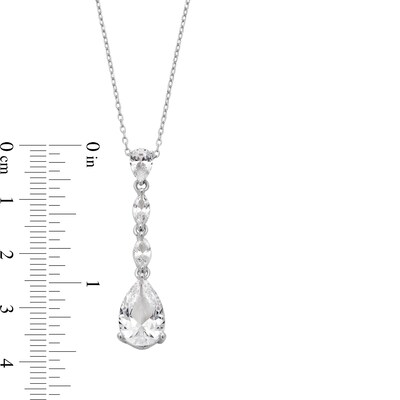 Pear-Shaped and Marquise White Lab-Created Sapphire Drop Pendant in Sterling Silver