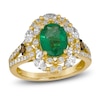 Thumbnail Image 0 of Le Vian® Oval Costa Smeralda Emerald™ and 0.90 CT. T.W. Diamond Double Frame Split Shank Ring in 18K Honey Gold™