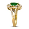 Thumbnail Image 2 of Le Vian® Oval Costa Smeralda Emerald™ and 0.90 CT. T.W. Diamond Double Frame Split Shank Ring in 18K Honey Gold™