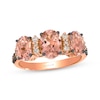 Thumbnail Image 0 of Le Vian® Oval Peach Morganite™ and 0.25 CT. T.W. Diamond Three Stone Ring in 14K Strawberry Gold®