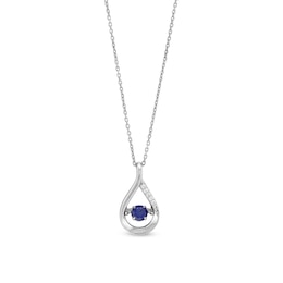 Unstoppable Love™ 4.5mm Blue and White Lab-Created Sapphire Teardrop Pendant in Sterling Silver