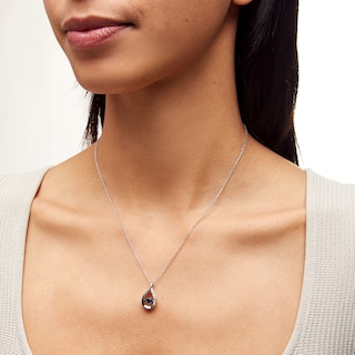 Unstoppable Love™ 4.5mm Blue and White Lab-Created Sapphire Teardrop Pendant in Sterling Silver